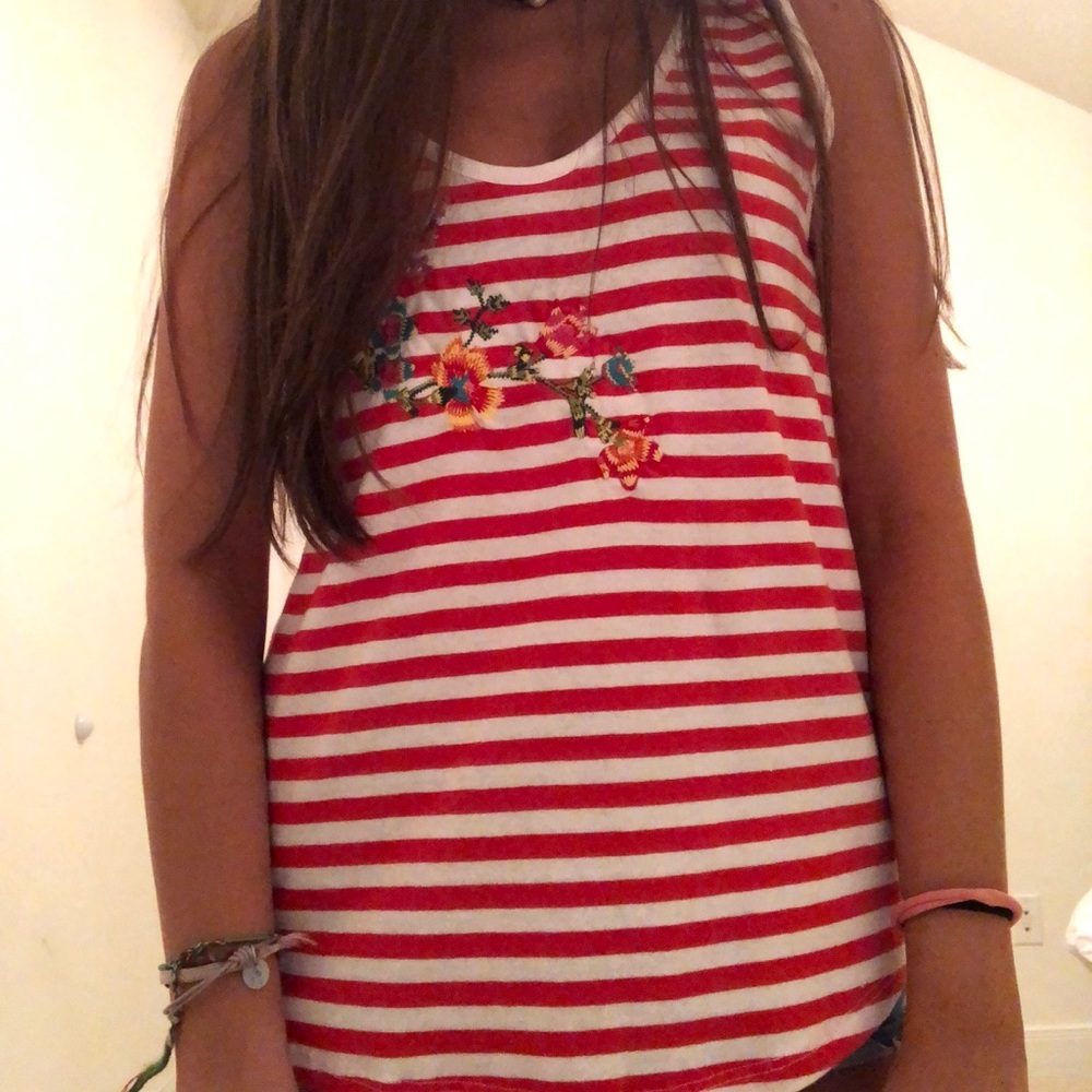 flower striped tank top